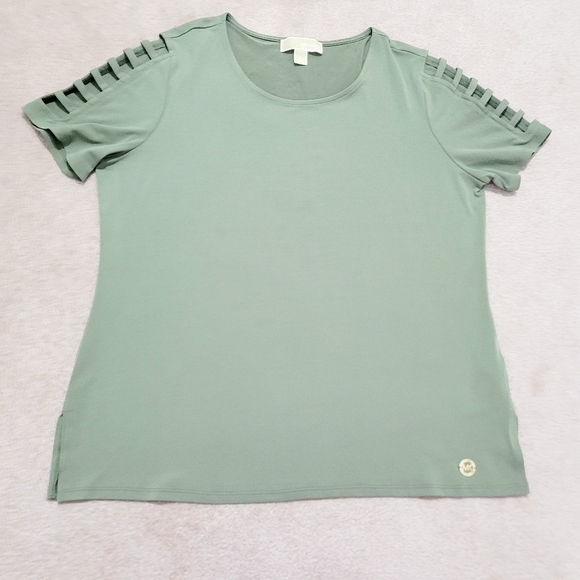 Michael Michael Kors Womens Top Size Large Olive Green Ladder-Cut Sleeve Detail - Picture 6 of 11